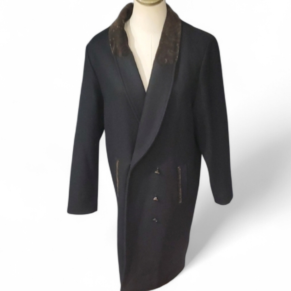 David Benjamin Elegant Black Vintage Double-Breasted Pea Coat